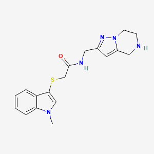 molecular formula C18H21N5OS B5508542 2-[(1-methyl-1H-indol-3-yl)thio]-N-(4,5,6,7-tetrahydropyrazolo[1,5-a]pyrazin-2-ylmethyl)acetamide hydrochloride 