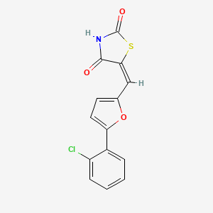 molecular formula C14H8ClNO3S B5508576 5-{[5-(2-chlorophenyl)-2-furyl]methylene}-1,3-thiazolidine-2,4-dione 
