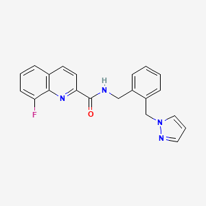 molecular formula C21H17FN4O B5508691 8-氟-N-[2-(1H-吡唑-1-基甲基)苄基]-2-喹啉甲酰胺 