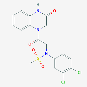 molecular formula C17H15Cl2N3O4S B5508724 N-(3,4-dichlorophenyl)-N-[2-oxo-2-(3-oxo-3,4-dihydro-1(2H)-quinoxalinyl)ethyl]methanesulfonamide 