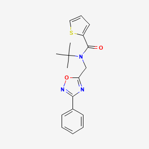 molecular formula C18H19N3O2S B5508759 N-(tert-butyl)-N-[(3-phenyl-1,2,4-oxadiazol-5-yl)methyl]-2-thiophenecarboxamide 