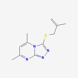 molecular formula C11H14N4S B5508790 5,7-dimethyl-3-[(2-methyl-2-propen-1-yl)thio][1,2,4]triazolo[4,3-a]pyrimidine 