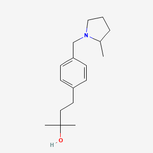 molecular formula C17H27NO B5508794 2-methyl-4-{4-[(2-methyl-1-pyrrolidinyl)methyl]phenyl}-2-butanol 