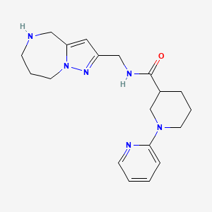 molecular formula C19H26N6O B5508802 1-(2-pyridinyl)-N-(5,6,7,8-tetrahydro-4H-pyrazolo[1,5-a][1,4]diazepin-2-ylmethyl)-3-piperidinecarboxamide dihydrochloride 