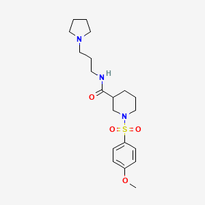 molecular formula C20H31N3O4S B5508820 1-[(4-methoxyphenyl)sulfonyl]-N-[3-(1-pyrrolidinyl)propyl]-3-piperidinecarboxamide 
