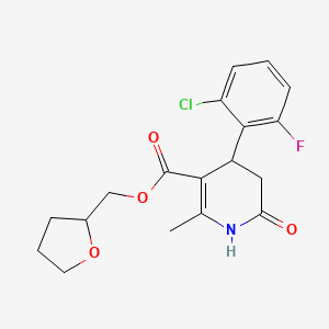 molecular formula C18H19ClFNO4 B5508823 四氢-2-呋喃甲基4-(2-氯-6-氟苯基)-2-甲基-6-氧代-1,4,5,6-四氢-3-吡啶甲酸酯 