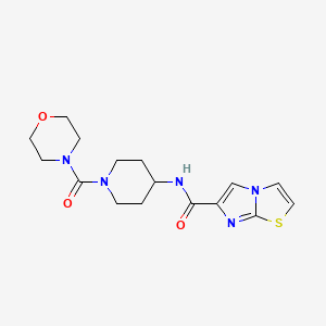 molecular formula C16H21N5O3S B5508860 N-[1-(4-吗啉甲酰基)-4-哌啶基]咪唑并[2,1-b][1,3]噻唑-6-甲酰胺 