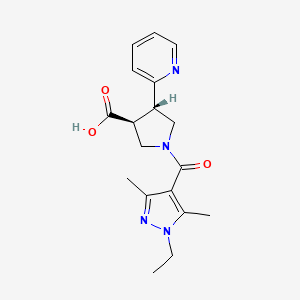 (3S*,4S*)-1-[(1-ethyl-3,5-dimethyl-1H-pyrazol-4-yl)carbonyl]-4-pyridin-2-ylpyrrolidine-3-carboxylic acid