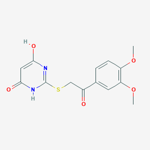 molecular formula C14H14N2O5S B5508892 2-[(4,6-dihydroxy-2-pyrimidinyl)thio]-1-(3,4-dimethoxyphenyl)ethanone 
