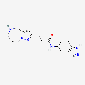 molecular formula C17H24N6O B5509009 N-(4,5,6,7-tetrahydro-1H-indazol-5-yl)-3-(5,6,7,8-tetrahydro-4H-pyrazolo[1,5-a][1,4]diazepin-2-yl)propanamide hydrochloride 