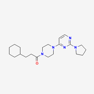 molecular formula C21H33N5O B5509018 4-[4-(3-环己基丙酰)-1-哌嗪基]-2-(1-吡咯烷基)嘧啶 