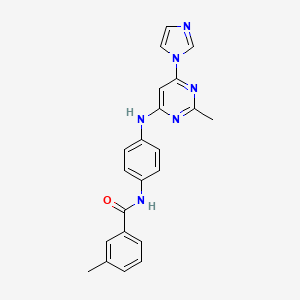 molecular formula C22H20N6O B5509027 N-(4-{[6-(1H-imidazol-1-yl)-2-methyl-4-pyrimidinyl]amino}phenyl)-3-methylbenzamide 