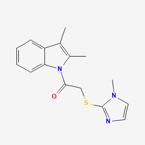 molecular formula C16H17N3OS B5509031 2,3-dimethyl-1-{[(1-methyl-1H-imidazol-2-yl)thio]acetyl}-1H-indole 
