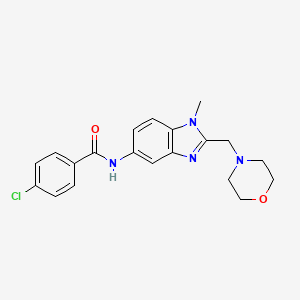 molecular formula C20H21ClN4O2 B5509045 4-chloro-N-[1-methyl-2-(morpholin-4-ylmethyl)-1H-benzimidazol-5-yl]benzamide 