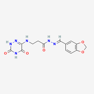 molecular formula C14H14N6O5 B5509053 N'-(1,3-benzodioxol-5-ylmethylene)-3-[(3,5-dioxo-2,3,4,5-tetrahydro-1,2,4-triazin-6-yl)amino]propanohydrazide 
