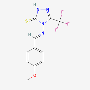 molecular formula C11H9F3N4OS B5509082 4-[(4-methoxybenzylidene)amino]-5-(trifluoromethyl)-2,4-dihydro-3H-1,2,4-triazole-3-thione 