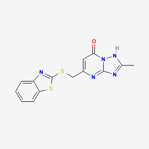 molecular formula C14H11N5OS2 B5509126 5-[(1,3-benzothiazol-2-ylthio)methyl]-2-methyl[1,2,4]triazolo[1,5-a]pyrimidin-7(4H)-one 