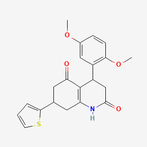 molecular formula C21H21NO4S B5509144 4-(2,5-dimethoxyphenyl)-7-(2-thienyl)-4,6,7,8-tetrahydro-2,5(1H,3H)-quinolinedione 