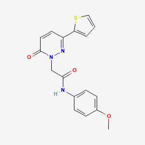 molecular formula C17H15N3O3S B5509172 N-(4-甲氧基苯基)-2-[6-氧代-3-(2-噻吩基)-1(6H)-哒嗪基]乙酰胺 