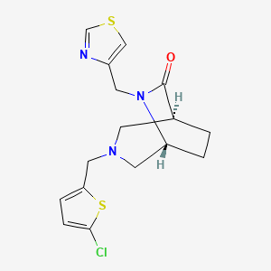 molecular formula C16H18ClN3OS2 B5509189 (1S*,5R*)-3-[(5-chloro-2-thienyl)methyl]-6-(1,3-thiazol-4-ylmethyl)-3,6-diazabicyclo[3.2.2]nonan-7-one 