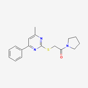 molecular formula C17H19N3OS B5509220 4-methyl-2-{[2-oxo-2-(1-pyrrolidinyl)ethyl]thio}-6-phenylpyrimidine 