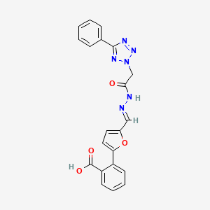 molecular formula C21H16N6O4 B5509222 2-(5-{2-[(5-phenyl-2H-tetrazol-2-yl)acetyl]carbonohydrazonoyl}-2-furyl)benzoic acid 