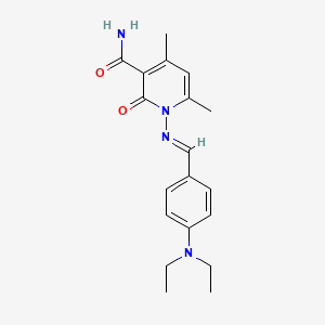 molecular formula C19H24N4O2 B5509227 1-{[4-(diethylamino)benzylidene]amino}-4,6-dimethyl-2-oxo-1,2-dihydro-3-pyridinecarboxamide 