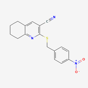 molecular formula C17H15N3O2S B5509233 2-[(4-nitrobenzyl)thio]-5,6,7,8-tetrahydro-3-quinolinecarbonitrile 