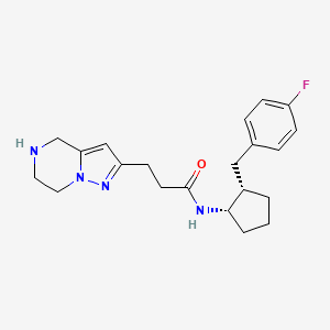 molecular formula C21H27FN4O B5509318 N-[rel-(1S,2S)-2-(4-fluorobenzyl)cyclopentyl]-3-(4,5,6,7-tetrahydropyrazolo[1,5-a]pyrazin-2-yl)propanamide hydrochloride 