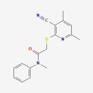 molecular formula C17H17N3OS B5509324 2-[(3-氰基-4,6-二甲基吡啶-2-基)硫]-N-甲基-N-苯基乙酰胺 
