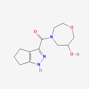 molecular formula C12H17N3O3 B5509328 4-(1,4,5,6-tetrahydrocyclopenta[c]pyrazol-3-ylcarbonyl)-1,4-oxazepan-6-ol 