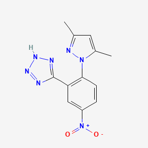 molecular formula C12H11N7O2 B5509331 5-[2-(3,5-dimethyl-1H-pyrazol-1-yl)-5-nitrophenyl]-1H-tetrazole 