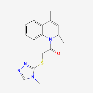 molecular formula C17H20N4OS B5509338 2,2,4-trimethyl-1-{[(4-methyl-4H-1,2,4-triazol-3-yl)thio]acetyl}-1,2-dihydroquinoline 