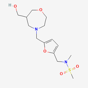 molecular formula C14H24N2O5S B5509431 N-[(5-{[6-(hydroxymethyl)-1,4-oxazepan-4-yl]methyl}-2-furyl)methyl]-N-methylmethanesulfonamide 