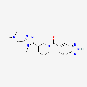molecular formula C18H24N8O B5509457 ({5-[1-(1H-1,2,3-benzotriazol-5-ylcarbonyl)piperidin-3-yl]-4-methyl-4H-1,2,4-triazol-3-yl}methyl)dimethylamine 