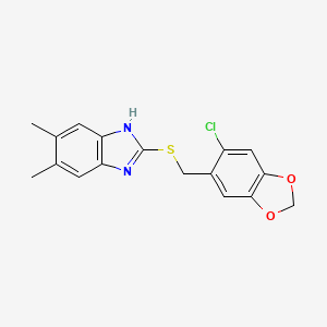 2-{[(6-chloro-1,3-benzodioxol-5-yl)methyl]thio}-5,6-dimethyl-1H-benzimidazole