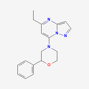 molecular formula C18H20N4O B5509504 5-ethyl-7-(2-phenylmorpholin-4-yl)pyrazolo[1,5-a]pyrimidine 