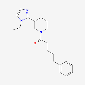 molecular formula C21H29N3O B5509521 3-(1-ethyl-1H-imidazol-2-yl)-1-(5-phenylpentanoyl)piperidine 