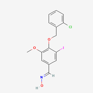 molecular formula C15H13ClINO3 B5509529 (NE)-N-[[4-[(2-chlorophenyl)methoxy]-3-iodo-5-methoxyphenyl]methylidene]hydroxylamine 