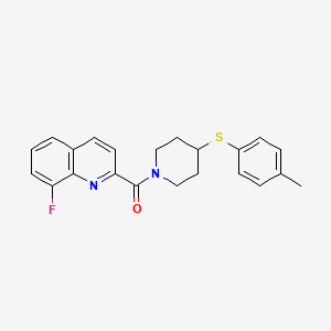 molecular formula C22H21FN2OS B5509655 8-fluoro-2-({4-[(4-methylphenyl)thio]-1-piperidinyl}carbonyl)quinoline 