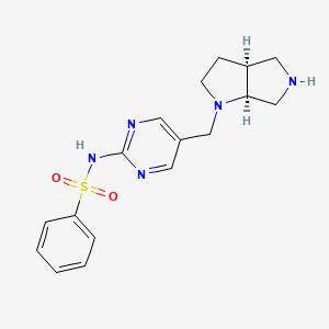 molecular formula C17H21N5O2S B5509669 N-{5-[rel-(3aS,6aS)-hexahydropyrrolo[3,4-b]pyrrol-1(2H)-ylmethyl]-2-pyrimidinyl}benzenesulfonamide dihydrochloride 