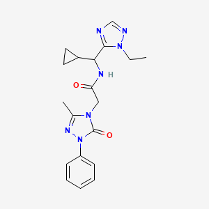 molecular formula C19H23N7O2 B5509736 N-[cyclopropyl(1-ethyl-1H-1,2,4-triazol-5-yl)methyl]-2-(3-methyl-5-oxo-1-phenyl-1,5-dihydro-4H-1,2,4-triazol-4-yl)acetamide 