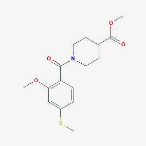 molecular formula C16H21NO4S B5509747 1-[2-甲氧基-4-(甲硫基)苯甲酰基]-4-哌啶甲酸甲酯 