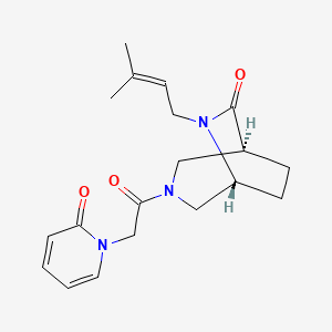 molecular formula C19H25N3O3 B5509771 (1S*,5R*)-6-(3-methyl-2-buten-1-yl)-3-[(2-oxo-1(2H)-pyridinyl)acetyl]-3,6-diazabicyclo[3.2.2]nonan-7-one 