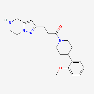 molecular formula C21H28N4O2 B5509782 2-{3-[4-(2-methoxyphenyl)-1-piperidinyl]-3-oxopropyl}-4,5,6,7-tetrahydropyrazolo[1,5-a]pyrazine hydrochloride 