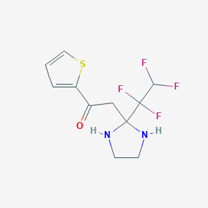 molecular formula C11H12F4N2OS B5509795 2-[2-(1,1,2,2-tetrafluoroethyl)-2-imidazolidinyl]-1-(2-thienyl)ethanone 