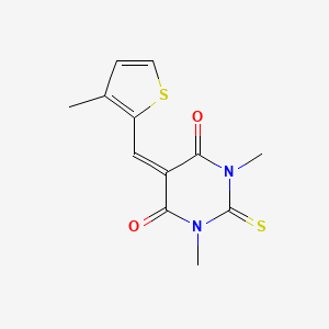 molecular formula C12H12N2O2S2 B5509801 1,3-dimethyl-5-[(3-methyl-2-thienyl)methylene]-2-thioxodihydro-4,6(1H,5H)-pyrimidinedione 
