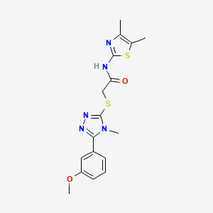 molecular formula C17H19N5O2S2 B5509815 N-(4,5-二甲基-1,3-噻唑-2-基)-2-{[5-(3-甲氧基苯基)-4-甲基-4H-1,2,4-三唑-3-基]硫代}乙酰胺 