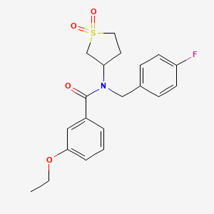 molecular formula C20H22FNO4S B5509824 N-(1,1-dioxidotetrahydro-3-thienyl)-3-ethoxy-N-(4-fluorobenzyl)benzamide 