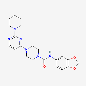 molecular formula C21H26N6O3 B5509870 N-1,3-benzodioxol-5-yl-4-[2-(1-piperidinyl)-4-pyrimidinyl]-1-piperazinecarboxamide 
